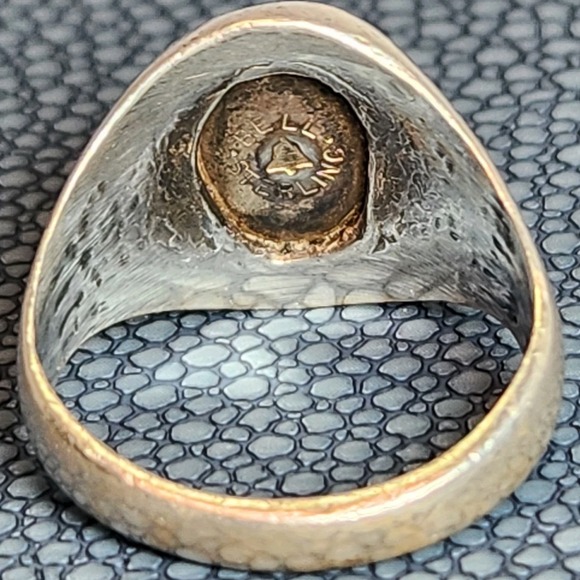 Vintage Sterling Silver Turquoise Ring Size 8.5 | Heavy Southwestern Style - Picture 4 of 9